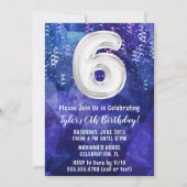 Jongen Blauw Wit 6e Verjaardag Kaart (Voorkant)