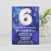 Jongen Blauw Wit 6e Verjaardag Kaart (Staand voorkant)