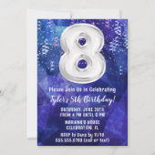 Jongen Blauw Wit 8e Verjaardag Kaart (Voorkant)