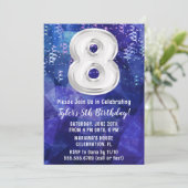 Jongen Blauw Wit 8e Verjaardag Kaart (Staand voorkant)