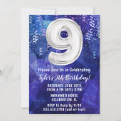 Jongen Blauw Wit 9e Verjaardag Kaart (Voorkant)