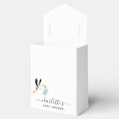 Jongen blauw wit schattig baby shower van ooievaar bedankdoosjes (Geopend)