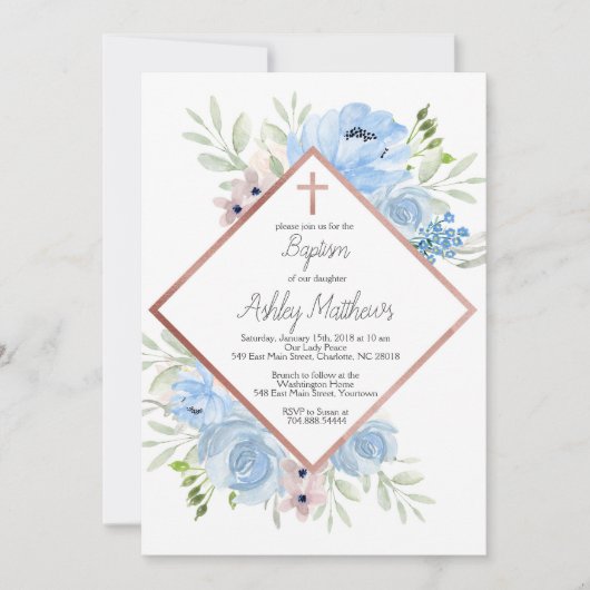 jongen blauwe baptisme uitnodiging , eerste medede (Voorkant)