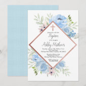 jongen blauwe baptisme uitnodiging , eerste medede (Voorkant / Achterkant)