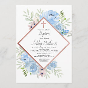 jongen blauwe baptisme uitnodiging , eerste medede