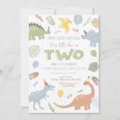 Jongen Blauwe Dinosaurus 2e Verjaardag Kaart (Voorkant)