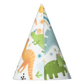 Jongen Blauwe Dinosaurus Verjaardagsfeestje Feesthoedjes (Achterkant)