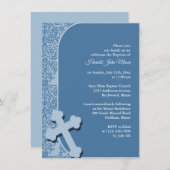 Jongen Blauwe Doop Uitnodiging (Voorkant / Achterkant)