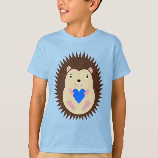 Jongen Blauwe Hart Egel T-shirt (Voorkant)