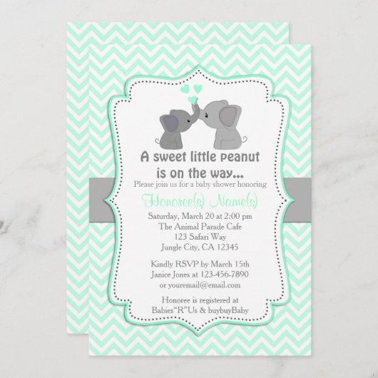 Jongen Blauwe Olifant Baby Douche Uitnodigingen Ch