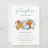 Jongen Blauwe Pompoen Baby Shower Kaart (Voorkant)