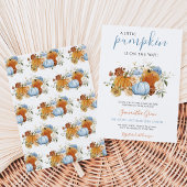 Jongen Blauwe Pompoen Baby Shower Kaart