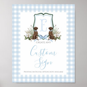 Jongen Blauwe Preppy Hond Baby Shower Aangepast Bo Poster