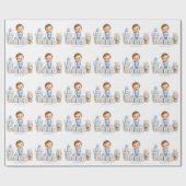 Jongen Blokkeert Baby Shower Cadeaupapier (Vlak)