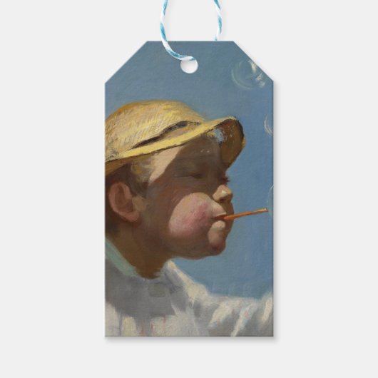 Jongen Blowing Bubbles (door Paul Peel) Cadeaulabel (Voorkant)