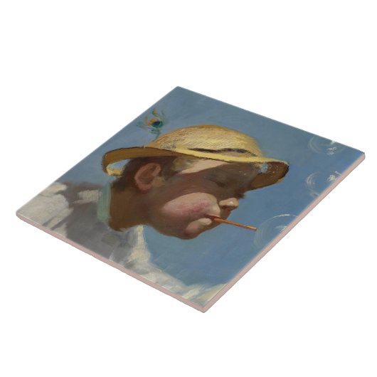 Jongen Blowing Bubbles (door Paul Peel) Tegeltje (Zijkant)