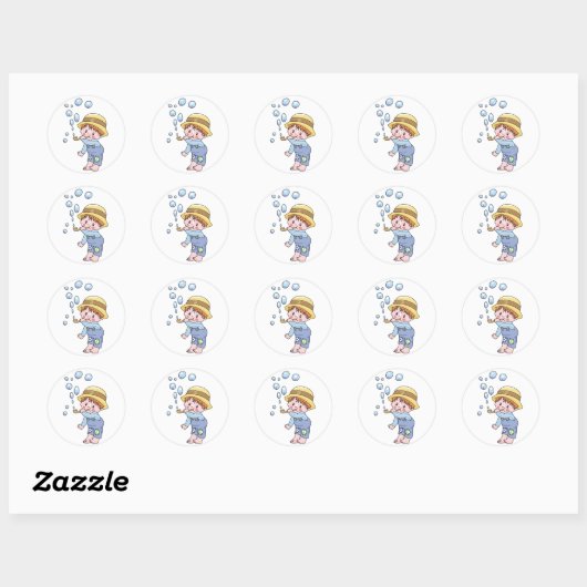 Jongen Blowing Bubbles Ronde Sticker (Vel)