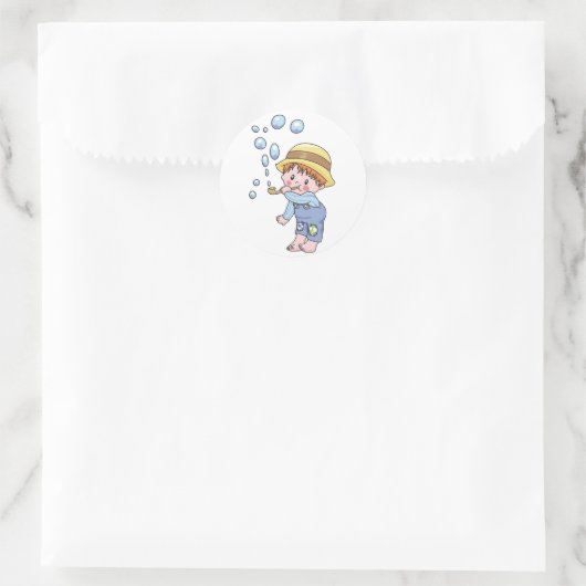 Jongen Blowing Bubbles Ronde Sticker (Tas)
