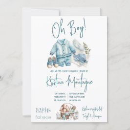 Jongen! Blue Baby Layette Baby shower Kaart