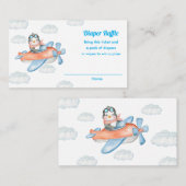 Jongen Blue Baby shower Penguin Animal Diaper Raff Informatiekaartje (Voorkant / Achterkant)