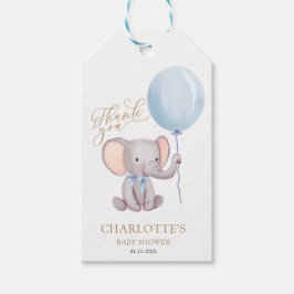 Jongen Blue Balloon Elephant Baby shower Dank je w Cadeaulabel