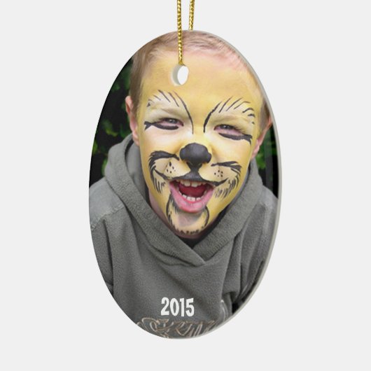 Jongen Blue Brown Frog Dot Stripes Keramisch Ornament (Links)