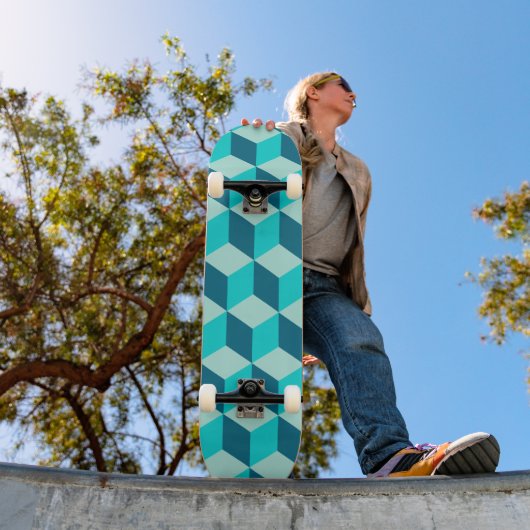 Jongen Blue Building Blocks naadloos patroon Persoonlijk Skateboard (Buiten 1)
