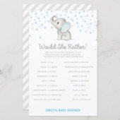 Jongen Blue Elephant Baby shower Game PRINED (Voorkant / Achterkant)