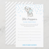 Jongen Blue Elephant Baby shower Game PRINED (Voorkant / Achterkant)