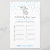 Jongen Blue Elephant Baby shower Game PRINED (Voorkant)