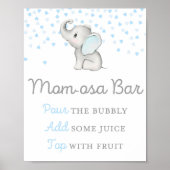 Jongen Blue Elephant Baby shower Sign. Poster (Voorkant)