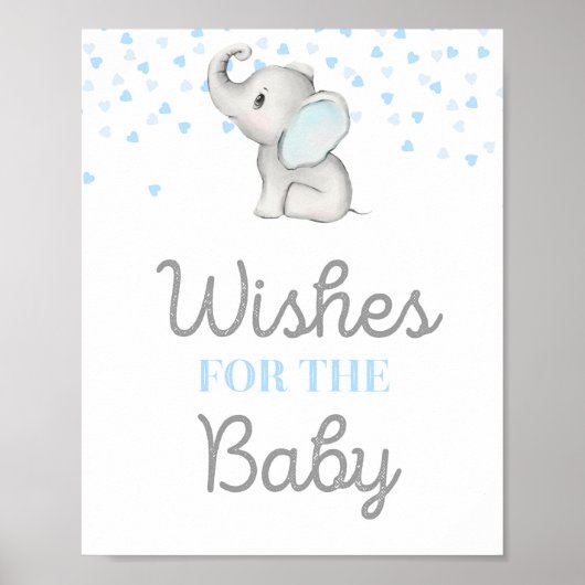 Jongen Blue Elephant Baby shower Sign. Poster (Voorkant)