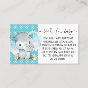 Jongen Blue Elephant Book Request for Baby shower Informatiekaartje