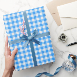 Jongen Blue Gingham Birthday Wrapping Paper Cadeaupapier