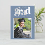 Jongen Blue Modern FotograduPartij Uitnodiging (Staand voorkant)