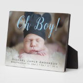 Jongen! Blue Modern Script New Baby Boy Keepomwill Fotoplaat (Zijkant)