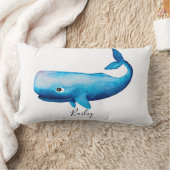 Jongen Blue Ocean Waterverf Whale Beach Name Nurse Kussen (Deken)