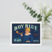 Jongen Blue Pear-etiket Briefkaart (Staand voorkant)