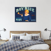 Jongen Blue Pear-etiket Canvas Afdruk (Insitu (Slaapkamer))