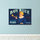 Jongen Blue Pear-etiket Canvas Afdruk (Insitu (Houten vloer))