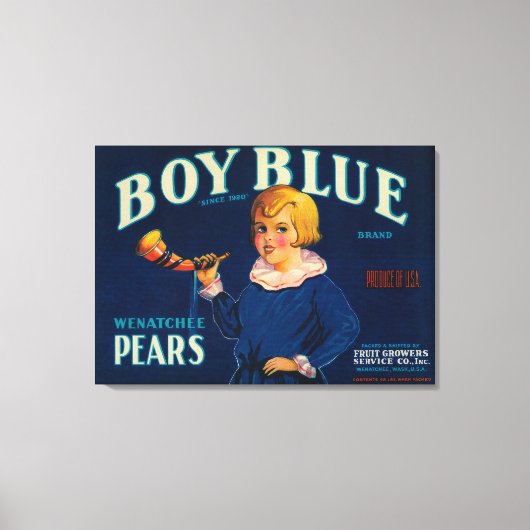 Jongen Blue Pear-etiket Canvas Afdruk (Voorkant)