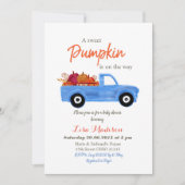 Jongen Blue Pumpkin is onderweg naar baby shower Kaart (Voorkant)