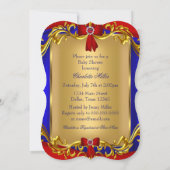 Jongen Blue Red Royal Prince Baby shower Kaart (Achterkant)