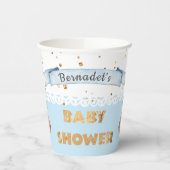 Jongen Blue Teddy Bear Baby shower Cups Papieren Bekers (Links)
