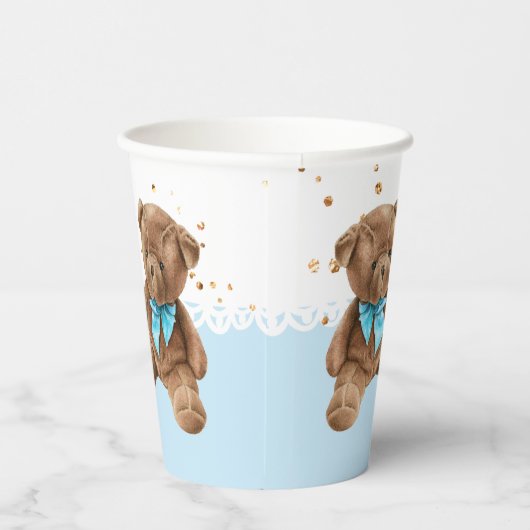 Jongen Blue Teddy Bear Baby shower Cups Papieren Bekers (Rechts)