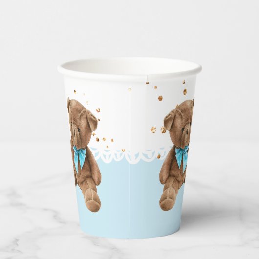 Jongen Blue Teddy Bear Birthday Party Paper Cups Papieren Bekers (Rechts)