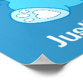 Jongen Blue Teddy Bear met Rattle: Naam Poster (Hoek)