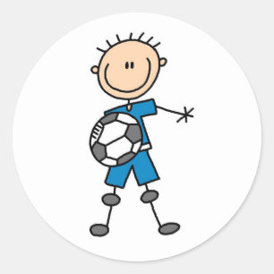 Jongen Blue Uniform Soccer Ronde Sticker