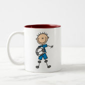 Jongen Blue Uniform Soccer Tweekleurige Koffiemok (Links)