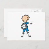 Jongen Blue Uniform Stick Figuur Soccer Player Gif Briefkaart (Voorkant / Achterkant)